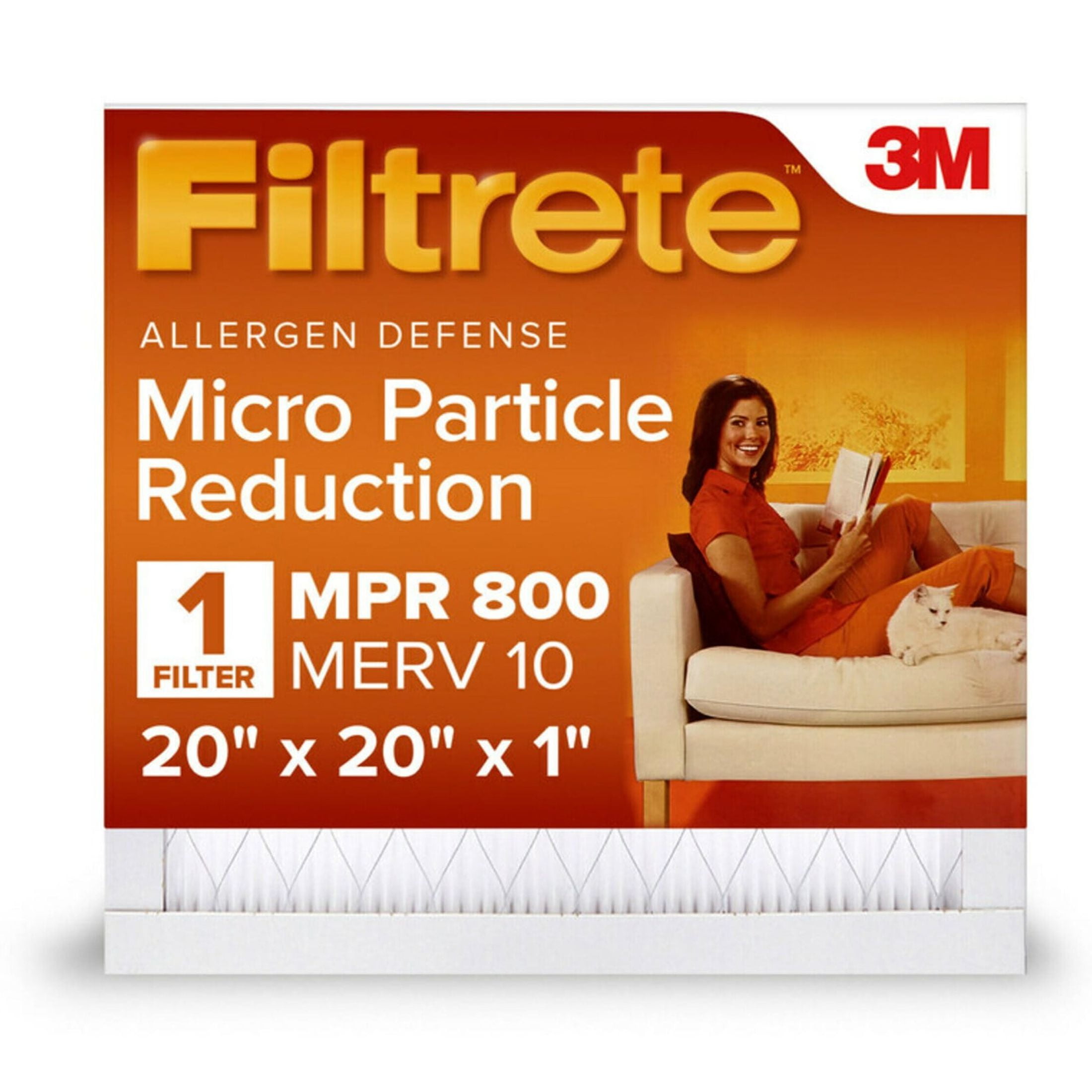 Filtrete 20x20x1 HVAC Furnace Air Filter, MPR 800 MERV 10, Micro Particle Reduction, 1 Filter