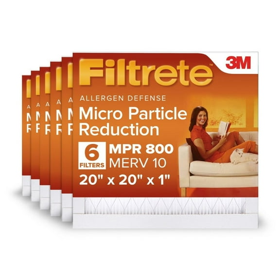 Filtrete 20x20x1 HVAC Furnace Air Filter, MPR 800 MERV 10, Micro Particle Reduction, 6 Pack