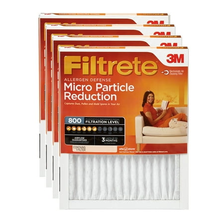 Filtrete 20x20x1, MERV 10, Micro Particle Reduction HVAC Furnace Air Filter, 800 MPR, 4 Filters