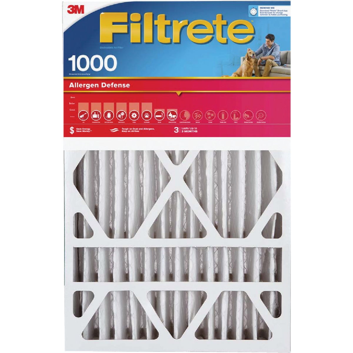 Filtrete 20x20x4, AC Furnace Air Filter, MPR 1000 DP, Micro Allergen Defense Deep Pleat, 2-Pack actual dimensions 19.88 x 19.88 x 4.31