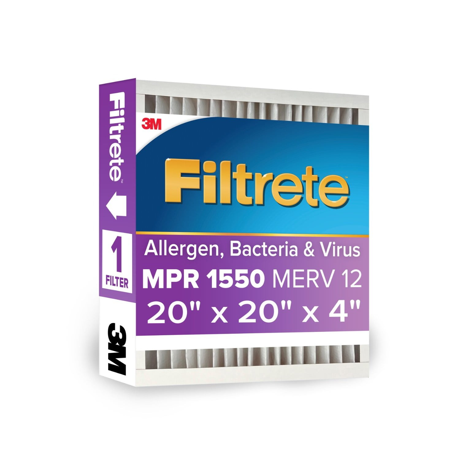 Filtrete 20x20x4 Allergen Bacteria Virus Air Filter MPR 1550