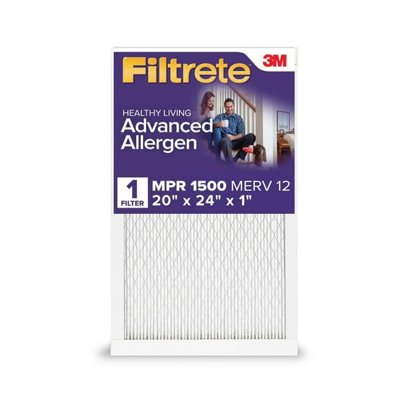 Filtrete 20x24x1 Air Filter, MPR 1500 MERV 12, Advanced Allergen Reduction, 1 Filter