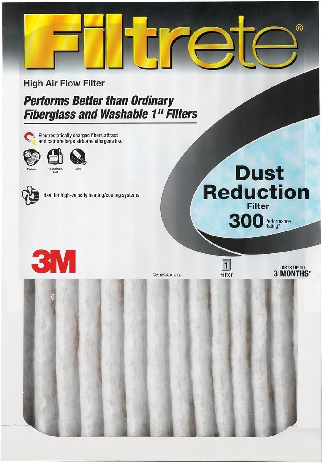 Filtrete 20x25x1 HVAC Furnace Air Filter, MPR 300 MERV 5, Basic Dust and Lint, 1 Filter