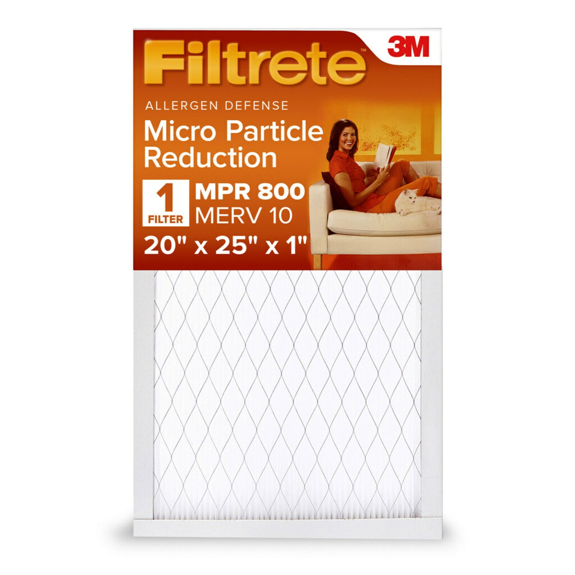 Filtrete 20x25x1 HVAC Furnace Air Filter, MPR 800 MERV 10, Micro Particle Reduction, 1 Filter