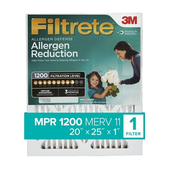 Filtrete 20x25x1, Allergen Reduction HVAC Furnace Air Filter, 1200 MPR, 1 Filter