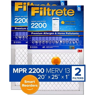 Filtrete 20x25x1, Smart Replenishable AC Furnace Air Filter, MPR 2200, Premium Allergen & Home Pollutants, 2-Pack exact dimensions 19.72 x 24.72 x 1.1
