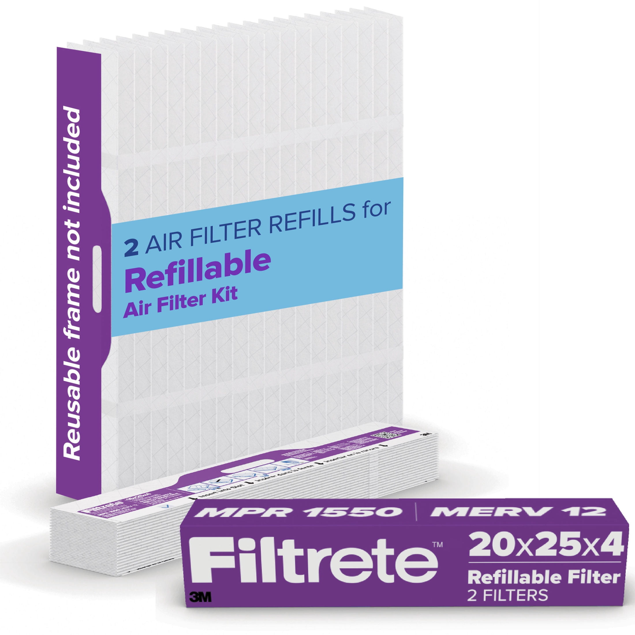 Filtrete 20x25x4 Replacement Air Filters, MPR 1550 MERV 12, Ultra Allergen Reduction, 2 Pack