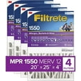 thumbnail image 1 of Filtrete Healthy Living AC Furnace Air Filter MPR 1550 DP - 4 Pack, 20x25x4 Slim Fit, 1 of 6