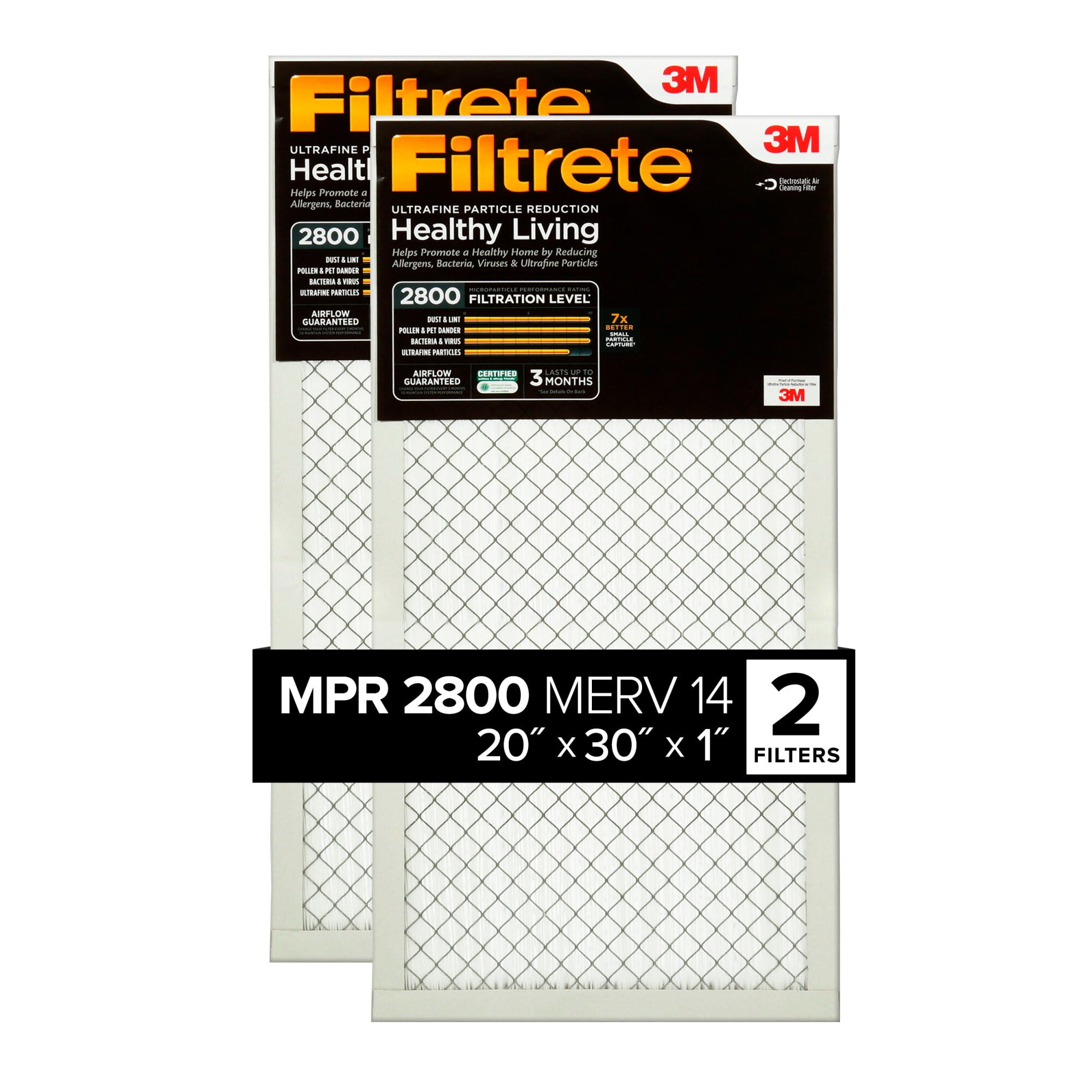 Filtrete 20x30x1 Air Filter, MPR 2800, MERV 14, Healthy Living ...