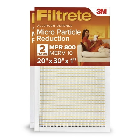 Filtrete 20x30x1 HVAC Furnace Air Filter, MPR 800 MERV 10, Micro Particle Reduction, 2 Pack