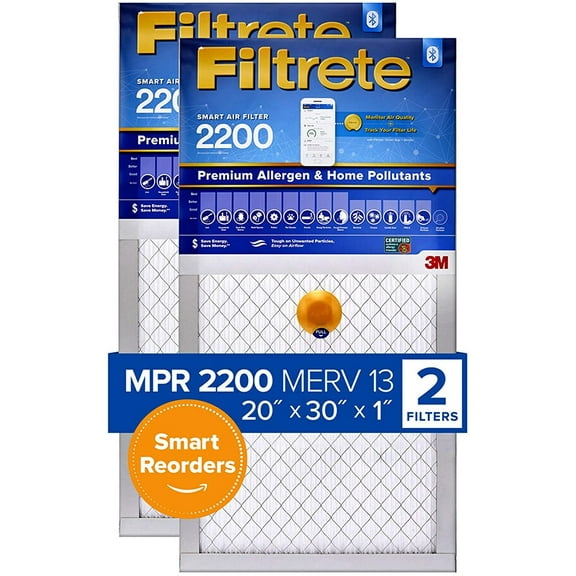 Filtrete 20x30x1 Smart Replenishable AC Furnace Air Filter, MPR 2200, Premium Allergen & Home Pollutants, 2-Pack exact dimensions 19.84 x 29.84 x 2.26