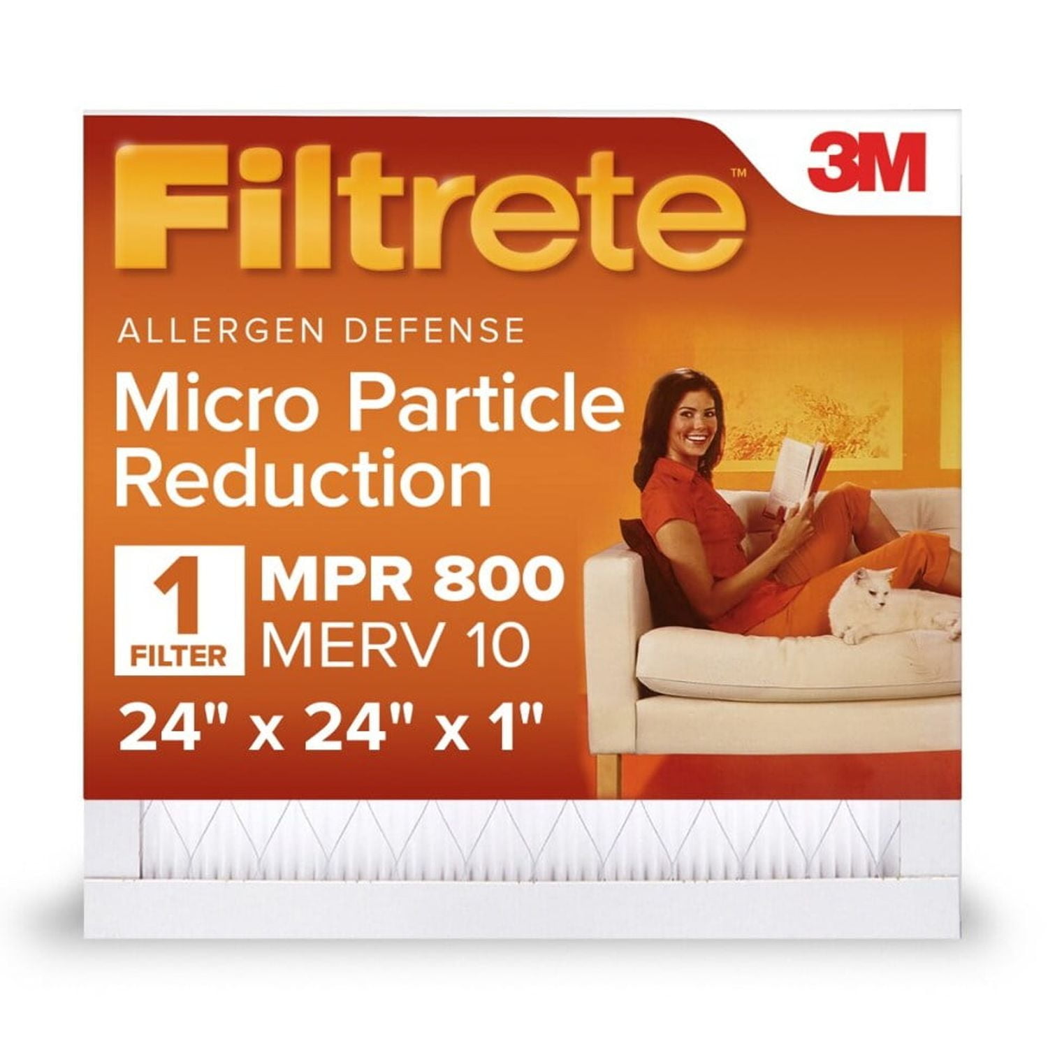 Filtrete 24x24x1 HVAC Furnace Air Filter, MPR 800 MERV 10, Micro Particle Reduction, 1 Filter