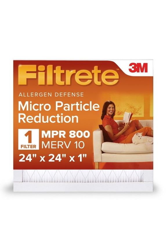 24x24x1 HVAC Furnace Air Filter, MPR 800 MERV 10, Micro Particle Reduction, 1 Filter
