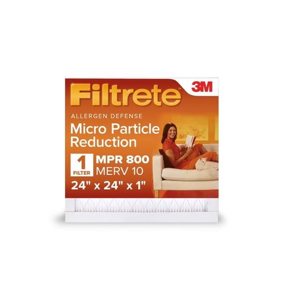 Filtrete 24x24x1 HVAC Furnace Air Filter, MPR 800 MERV 10, Micro Particle Reduction, 1 Filter