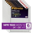 thumbnail image 1 of Filtrete 24x30x1, AC Furnace Air Filter, MPR 1500, Healthy Living Ultra Allergen, 6-Pack exact dimensions 23.81 x 29.81 x 0.78, 1 of 8