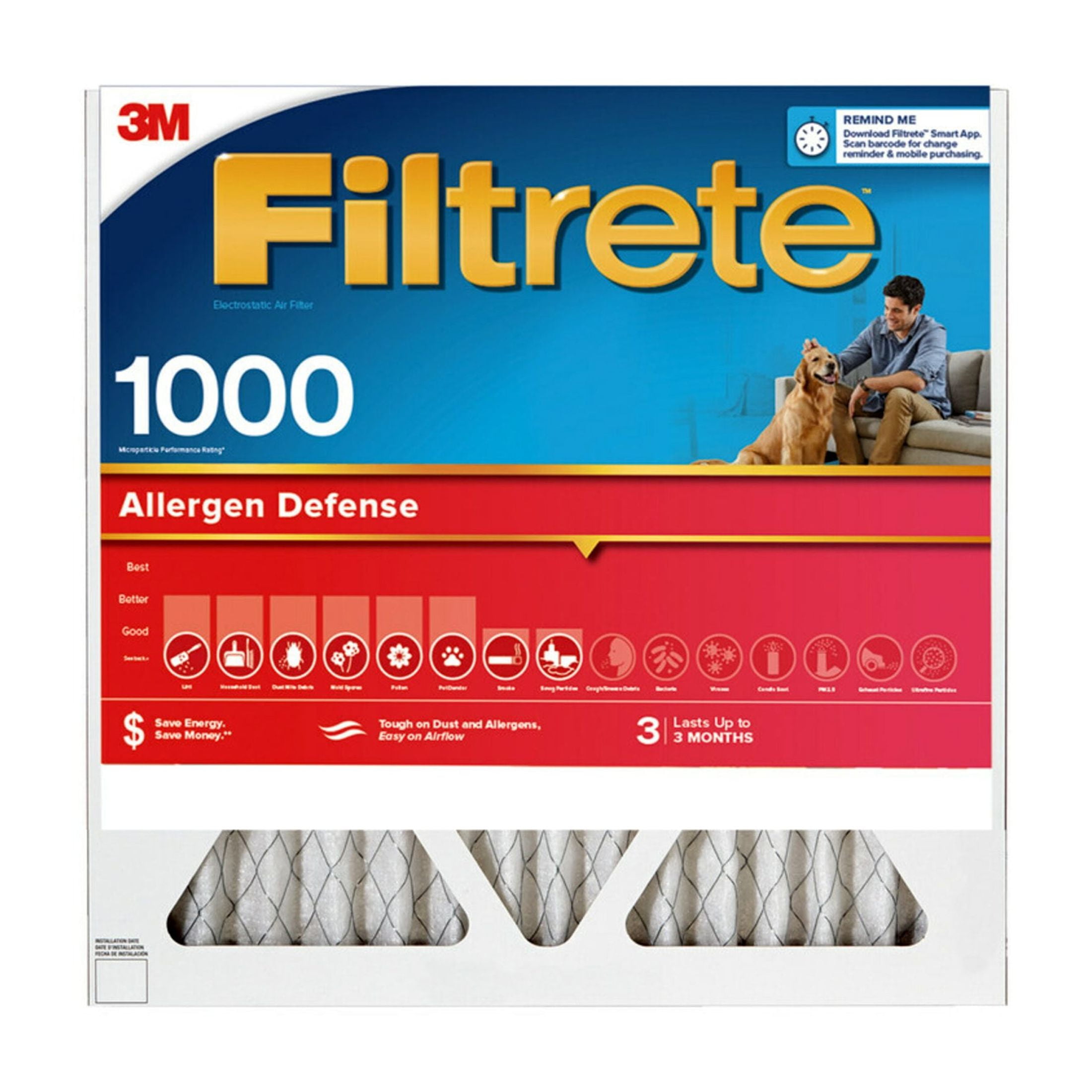 Filtrete 25x25x1 Allergen Defense Air Filter MPR 1000