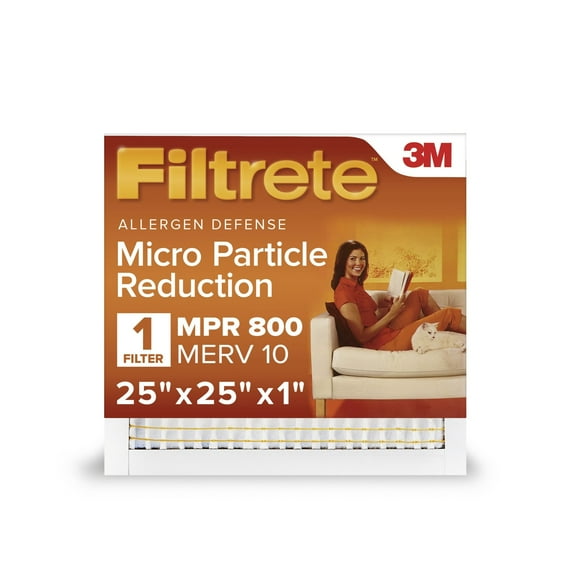 Filtrete 25x25x1 HVAC Furnace Air Filter, MPR 800 MERV 10, Micro Particle Reduction, 1 Filter