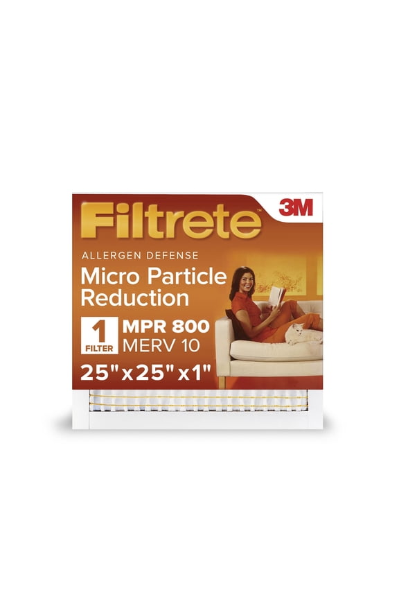 25x25x1 HVAC Furnace Air Filter, MPR 800 MERV 10, Micro Particle Reduction, 1 Filter
