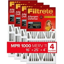 Filtrete AC Furnace Air Filter, MPR 1000 DP, Micro Allergen Defense, 16x25x4 Inches, 4-Pack