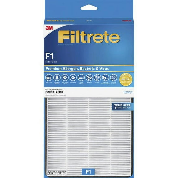 Filtrete Air Filter - HEPA - For Air Purifier - Remove Allergens, Remove Bacteria, Remove Virus - ParticlesF1 Filter Grade - 12" Height x 6.7" Width - Polypropylene | Bundle of 10 Each