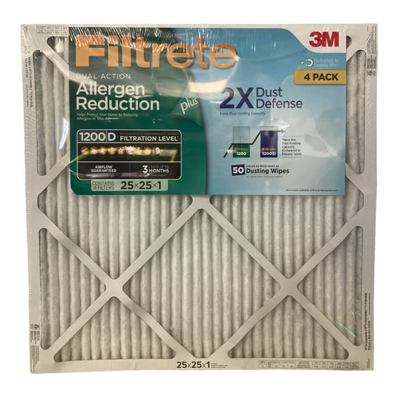 Filtrete Dual-Action Micro Allergen Plus 2X Dust Defense Furnace Filters, MERV 11, Pack of 4