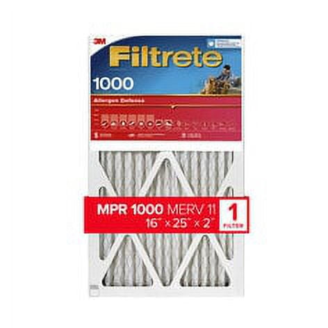 Filtrete 16x25x2, AC Furnace Air Filter, MPR 1000, Micro Allergen Defense, 4 Pack exact dimensions 15.5 x 24.5 x 1.75