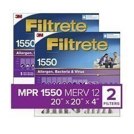 Filtrete High Performance Air Filter 1550 MPR NDP02-4-2PK-1E, 20 in x 20 in x 4 in (50.8 cm x 50.8 cm x 10.1 cm)
