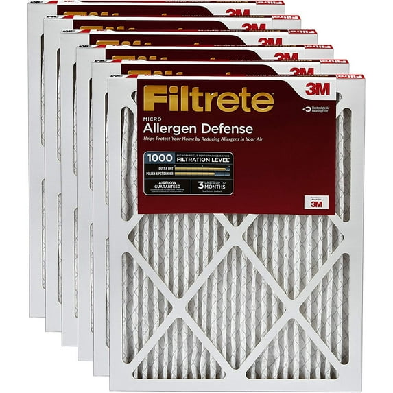 Filtrete Micro Allergen Defense AC Furnace Air Filter, Delivers Cleaner Air Throughout Your Home, MPR 1000, 14 x 20 x 1, 6-Pack