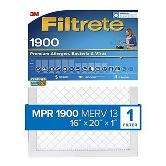 Filtrete UA00-4 16x20 x 1 in. Premium Allergen Pleated Furnace Air Filter, MPR 1900, 3 Months - Quantity 4