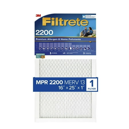 Filtrete by 3M, 16x25x1, Elite Allergen Reduction HVAC Furnace Air Filter, 2200 MPR, 1 Filter