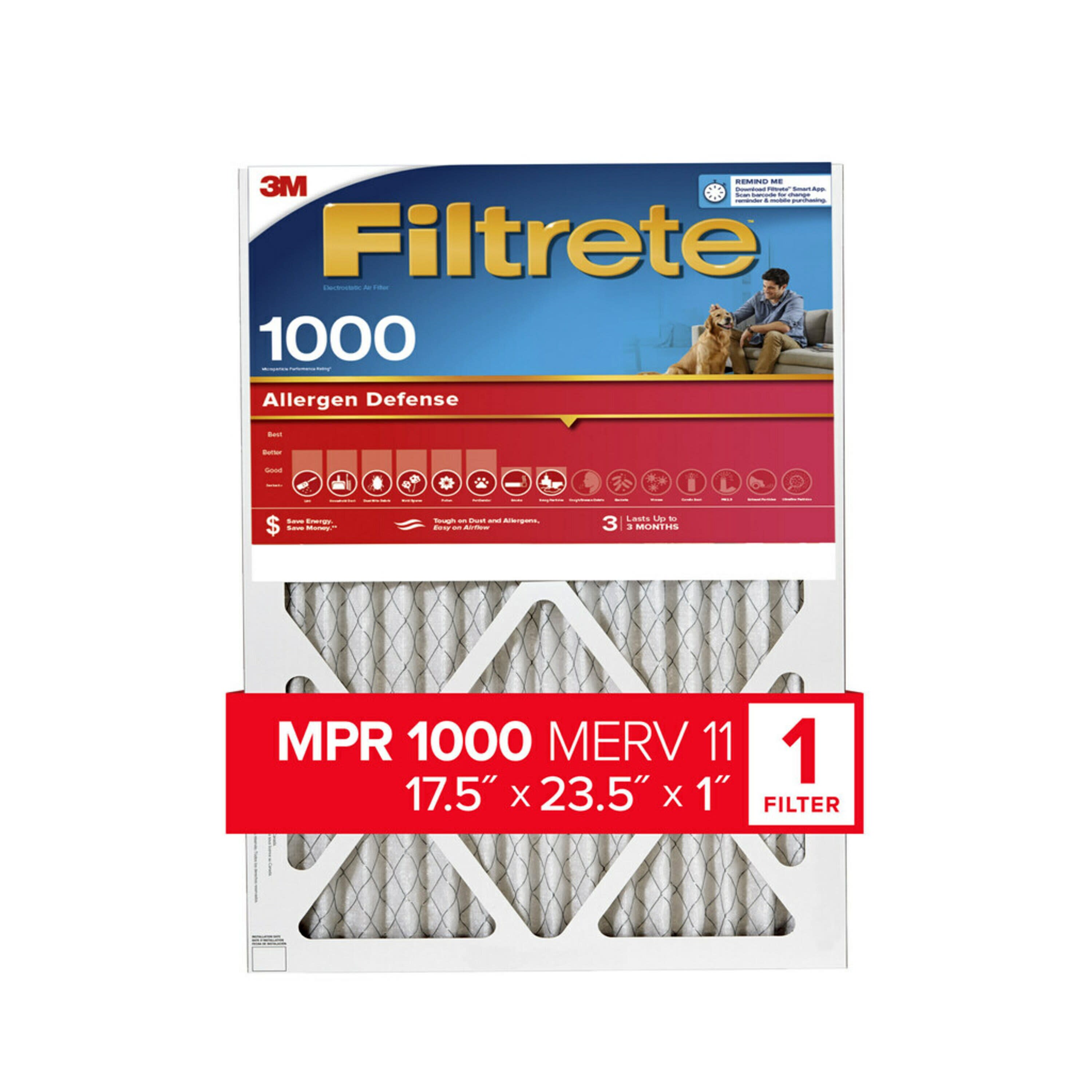 Filtrete by 3M 17.5x23.5x1, MERV 11, Allergen Defense HVAC Furnace Air