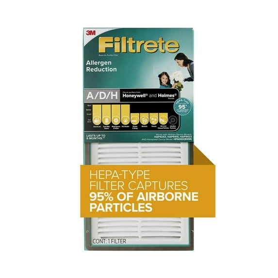 Filtrete by 3M Allergen Reduction HEPA-Type Air Purifier Filter, Replaces size A/D/H filters