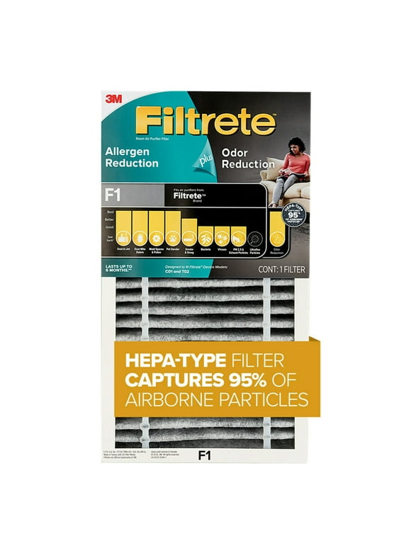 Filtrete by 3M Allergen Reduction  Odor Reduction HEPA-Type Air Purifier Filter, F1