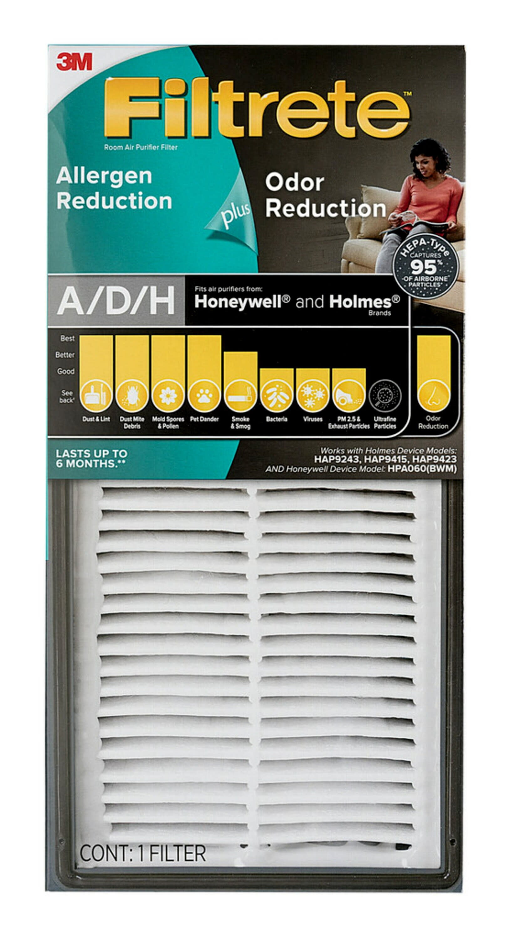 Filtrete by 3M Allergen Reduction Odor Reduction HEPA Type Air