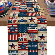 Fimeskey American Independence Daily Table flag Printed Living Room Table Coffee Table Festival Decoration Cloth Northern European Tablecloth Decorative Table Banner Home & Garden