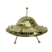 Fimeskey Retro Disc O Flying Saucer Ornaments Home Desktop Decoration Size 8*8*5 Inches Disco Flying Saucer Ornaments Disco Spacecraft Desktop Decorations Gold
