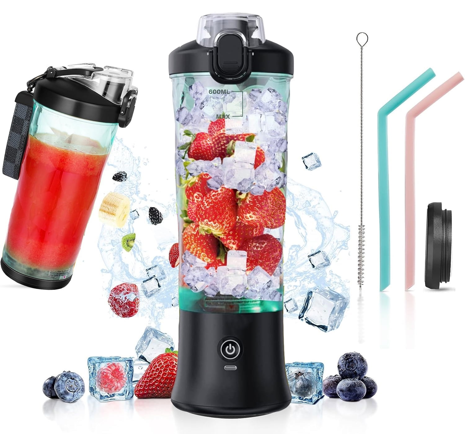  20 Oz Portable Blender for Shakes and Smoothies,4000mAh  Electric Juicer, 270W Motor Smoothie Blender with BPA-Free & IP67  Waterproof, USB Fresh Juice Blender with 2 Mixing Modes for Travel, Gym,  Black