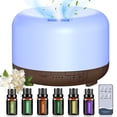 thumbnail image 1 of Fimilo 500ml Essential Oil Diffuser with 6*10ml Essential Oils Set, Black Woodgrain Aroma Air Humidifier with Remote Control for Bedroom Home Office, Waterless Auto Shut-Off, 1 of 11