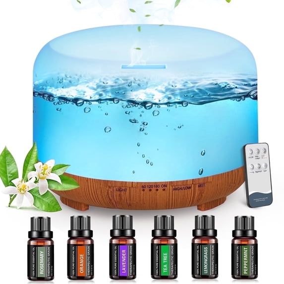 Fimilo 500ml Upgraded Water Scent Diffuser, Oil Diffuser with Remote Control, Aromatherapy Fragrant Oil Air Humidifier for Large Room/Home/Office/Car/Mother Gift