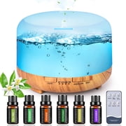 Fimilo 500ml Aroma Diffuser with 6*10ml Essential Oil with Remote Control for Large Room Home Office Car, Aromatherapy Fragrant Oil Air Humidifier Vaporizer for Gift