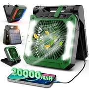 Veubew Camping Fan,20000mAh Rechargeable Personal Fan,Portable Battery Operated Fan with SOS LED Light,3 Speeds 3 Timers Pivot 90°,Camping Essentials for Outdoor Picnics Hiking