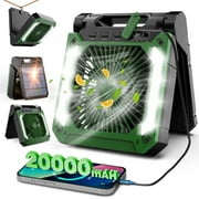 Veubew Camping Fan,20000mAh Rechargeable Personal Fan,Portable Battery Operated Fan with SOS LED Light,3 Speeds 3 Timers Pivot 90°,Camping Essentials for Outdoor Picnics Hiking