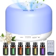 thumbnail image 1 of Fimilo 500ml Essential Oil Diffuser with 6*10ml Essential Oils Set, Flower Aromatherapy Diffusers with Remote Control, Oil Air Humidifier Vaporizer for Large Room Bedroom Office, 1 of 10
