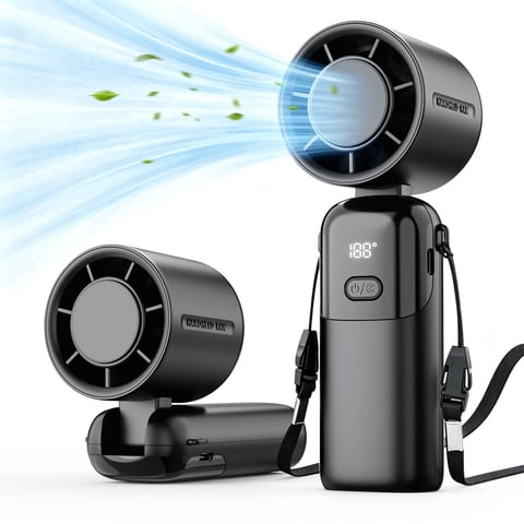 Fimilo Handheld Fan,5 Speed Turbo Mini Fan, Foldable Hand Fan, Personal Cooling Fans with LED Display for Travel Outdoor Office