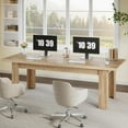 thumbnail image 1 of Fimind 79" Double Desk for Two People, Extra Long Computer Desk for Home Office, Modern Wooden 2-Person Workstation Table, Large Writing Desk, Natural Oak, 1 of 7