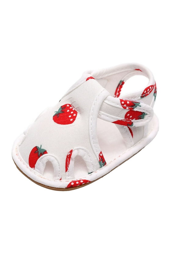 Baby Sandals Soft Sole Non Slip Floor Fruit Strawberry Print Shoes Red