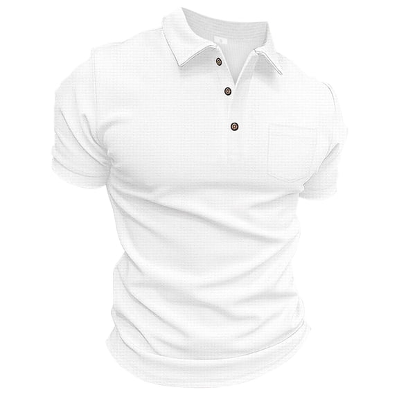 Fimkaul Casual Polo Shirts for Men Waffles Knit Shirts Slim Fit Golf Tee Shirts Short Sleeve Shirt Tops White XL