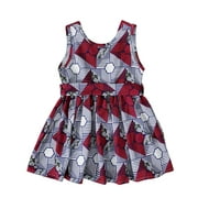 Fimkaul Girls Dresses 3D Print Princess Digital African Dashiki Clothes Skirt Dress Baby Clothes
