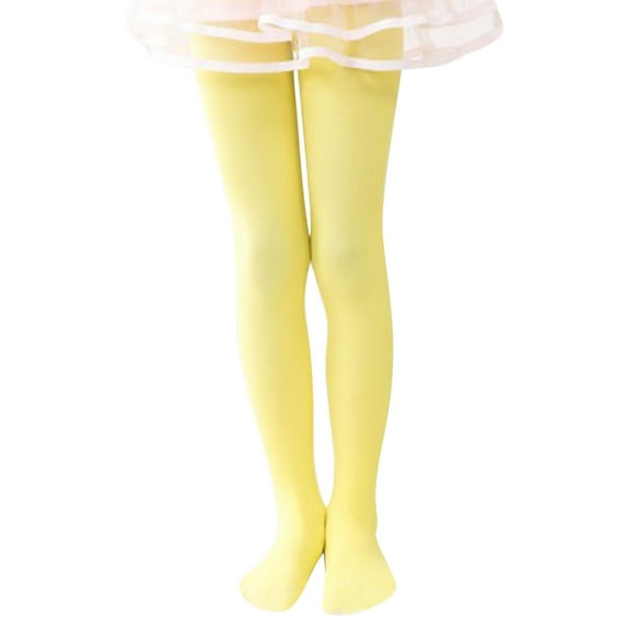 Fimkaul Girls Pants Cotton Leggings Pantihose Stretchy Basic Full Length Ballet Dance Pantyhose For Spring Summer Stocking Casual Pants Baby Clothes Yellow