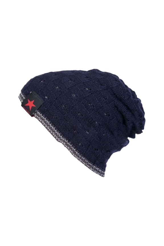 Head Wraps for Women Beanie Hat Fall Hollow Out Double Stripe Warm Wool Knitted Hat Mens Winter Caps